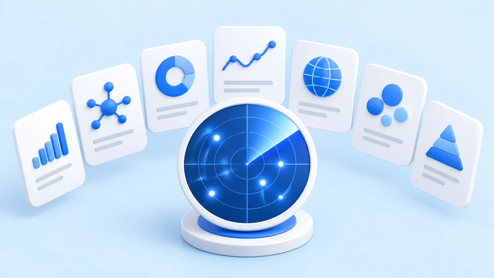 Blue-and-white editorial illustration for a ZeroRank AI search resource
