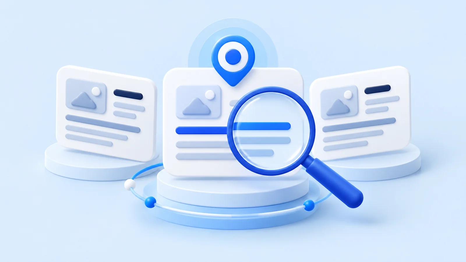 Blue-and-white editorial illustration for a ZeroRank AI search resource