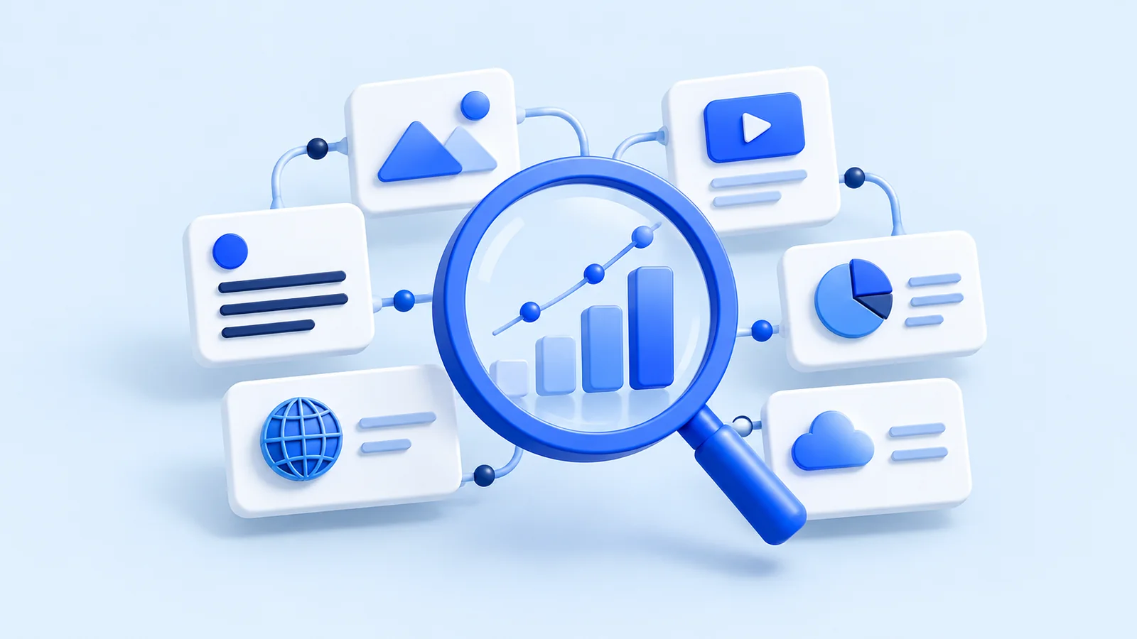Blue-and-white editorial illustration for a ZeroRank AI search resource