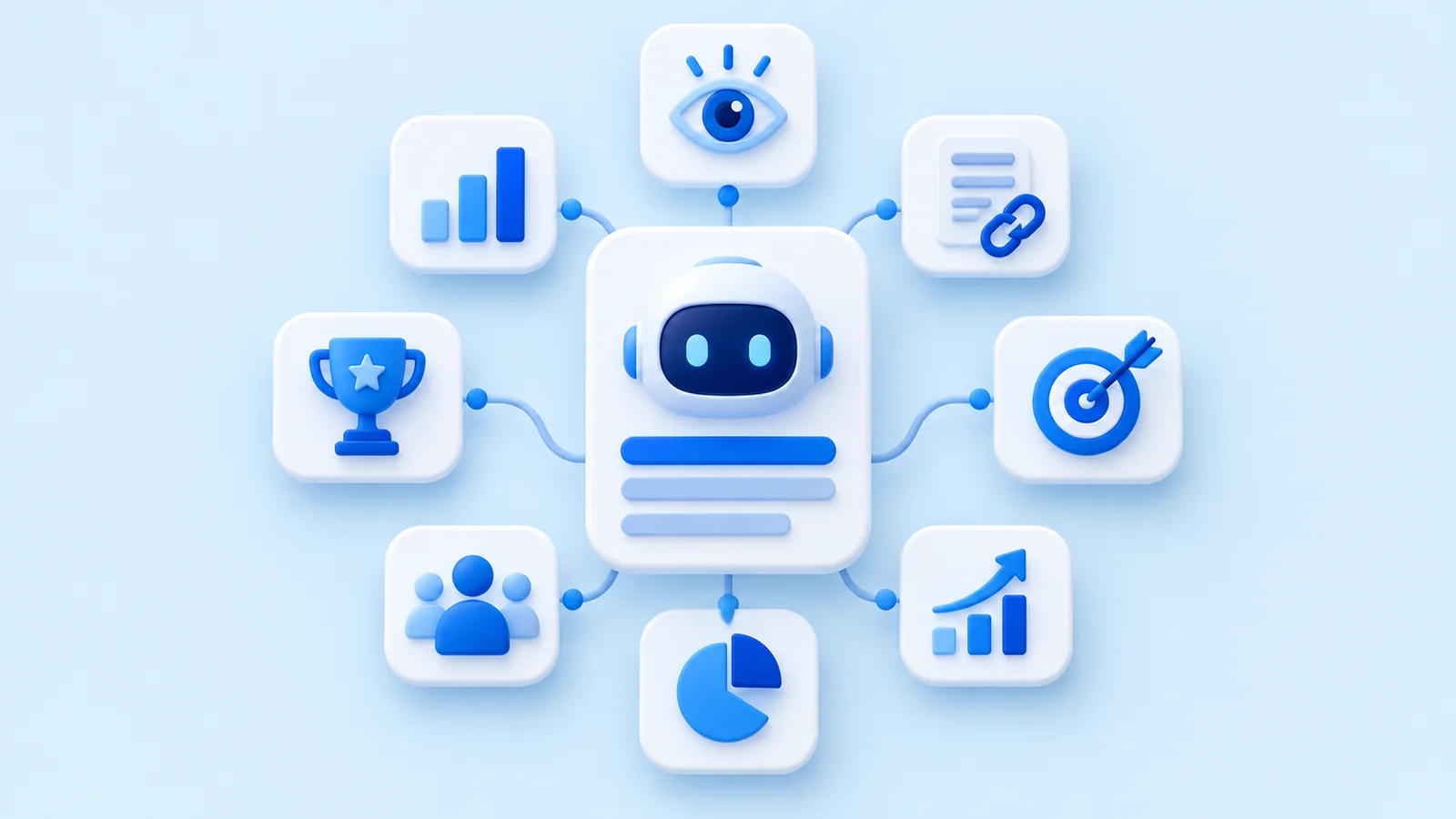 Blue-and-white editorial illustration for a ZeroRank AI search resource