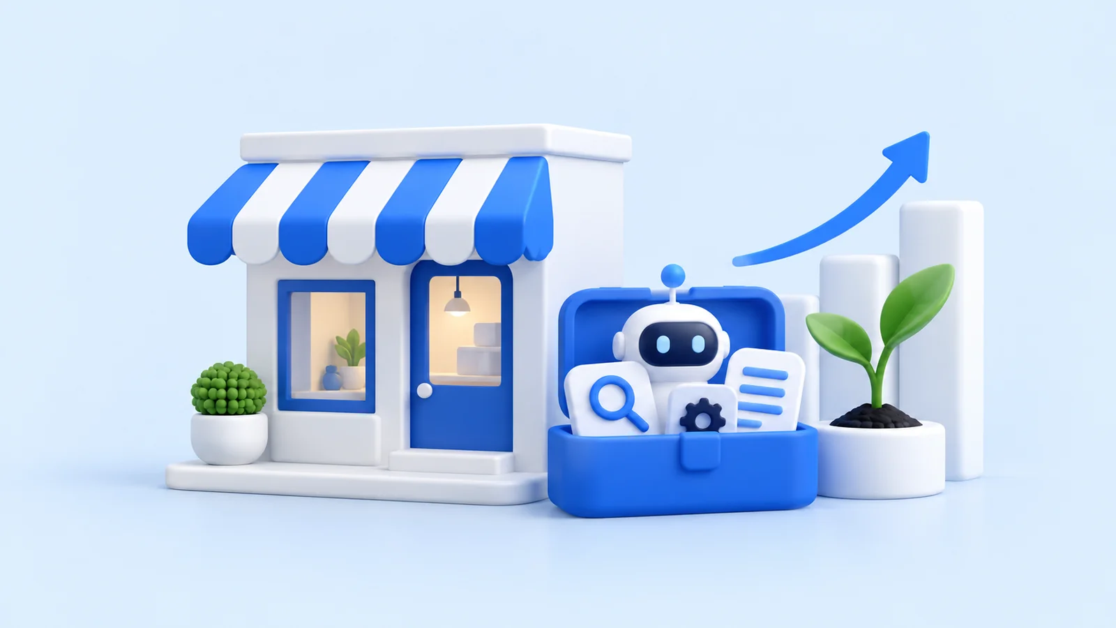 Blue-and-white editorial illustration for a ZeroRank AI search resource