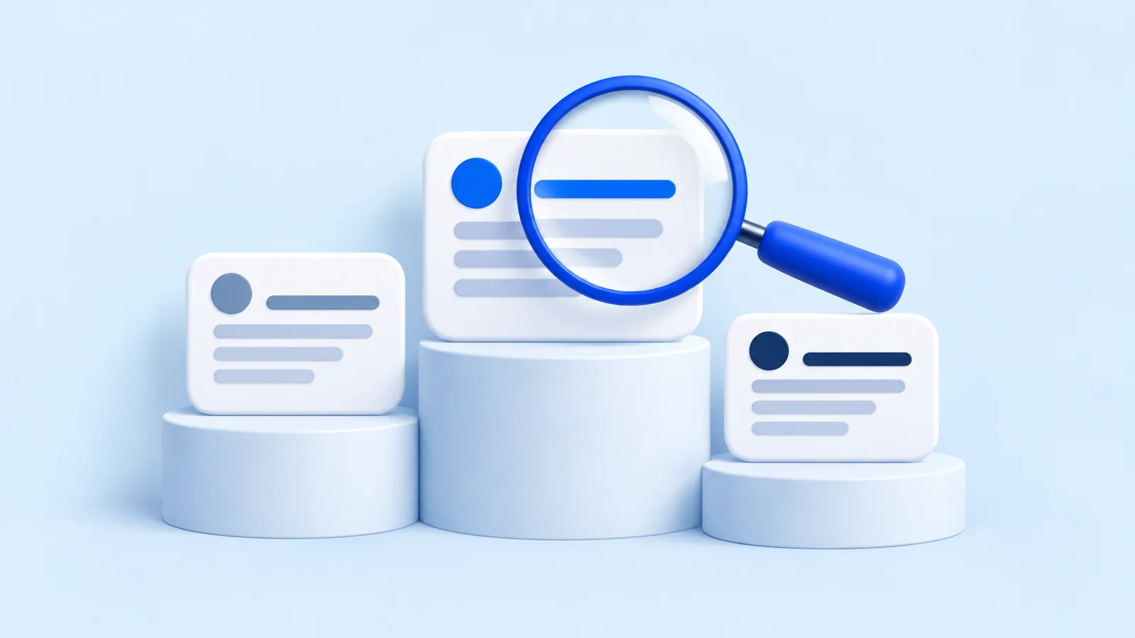 Blue-and-white editorial illustration for a ZeroRank AI search resource