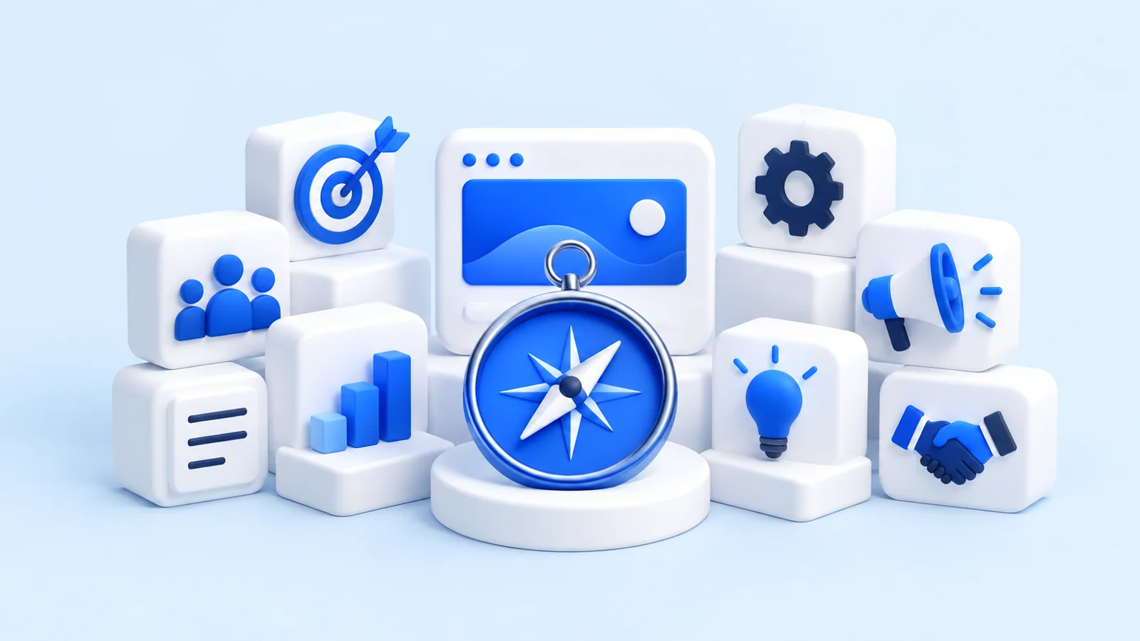 Blue-and-white editorial illustration for a ZeroRank AI search resource
