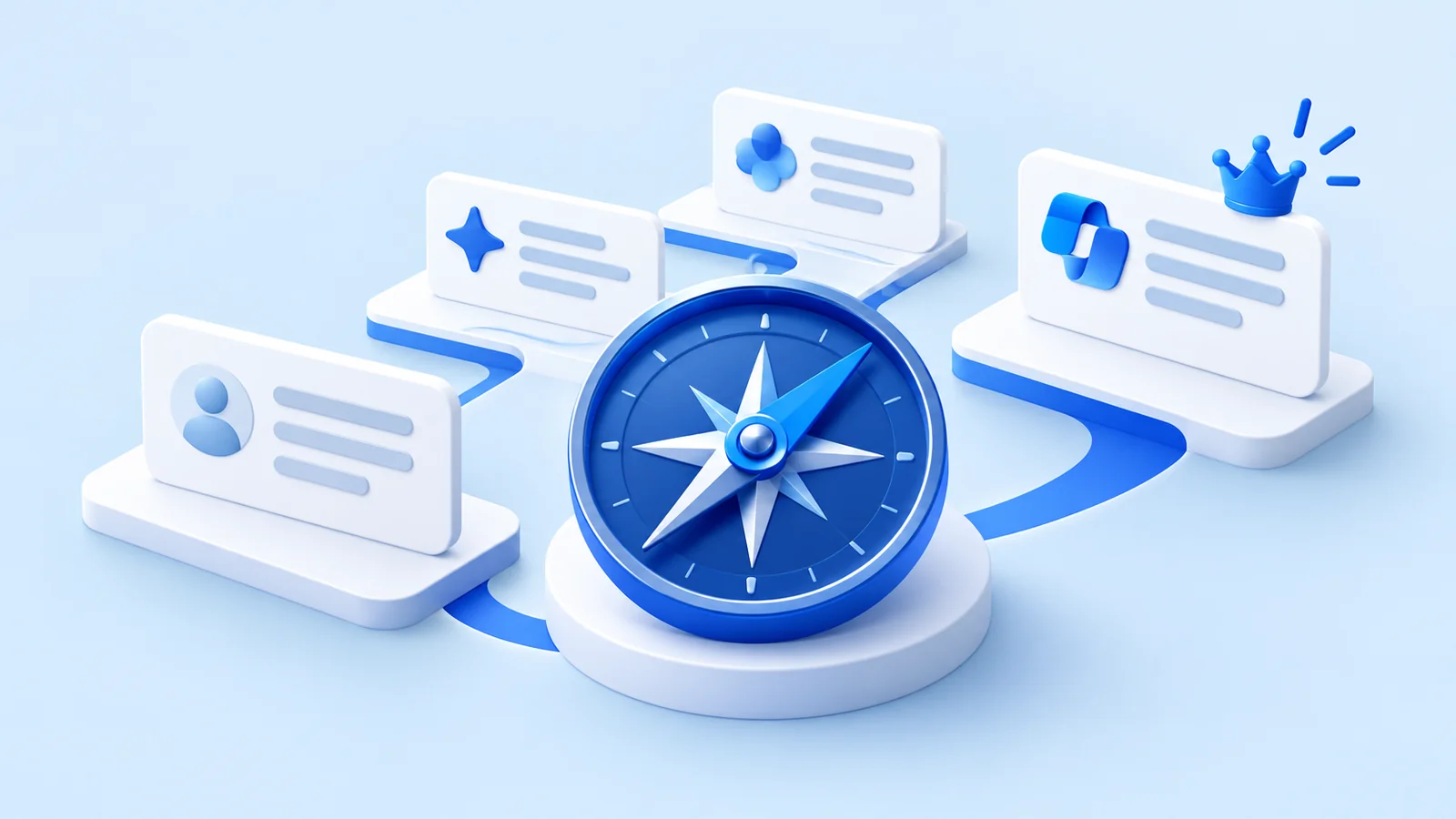 Blue-and-white editorial illustration for a ZeroRank AI search resource
