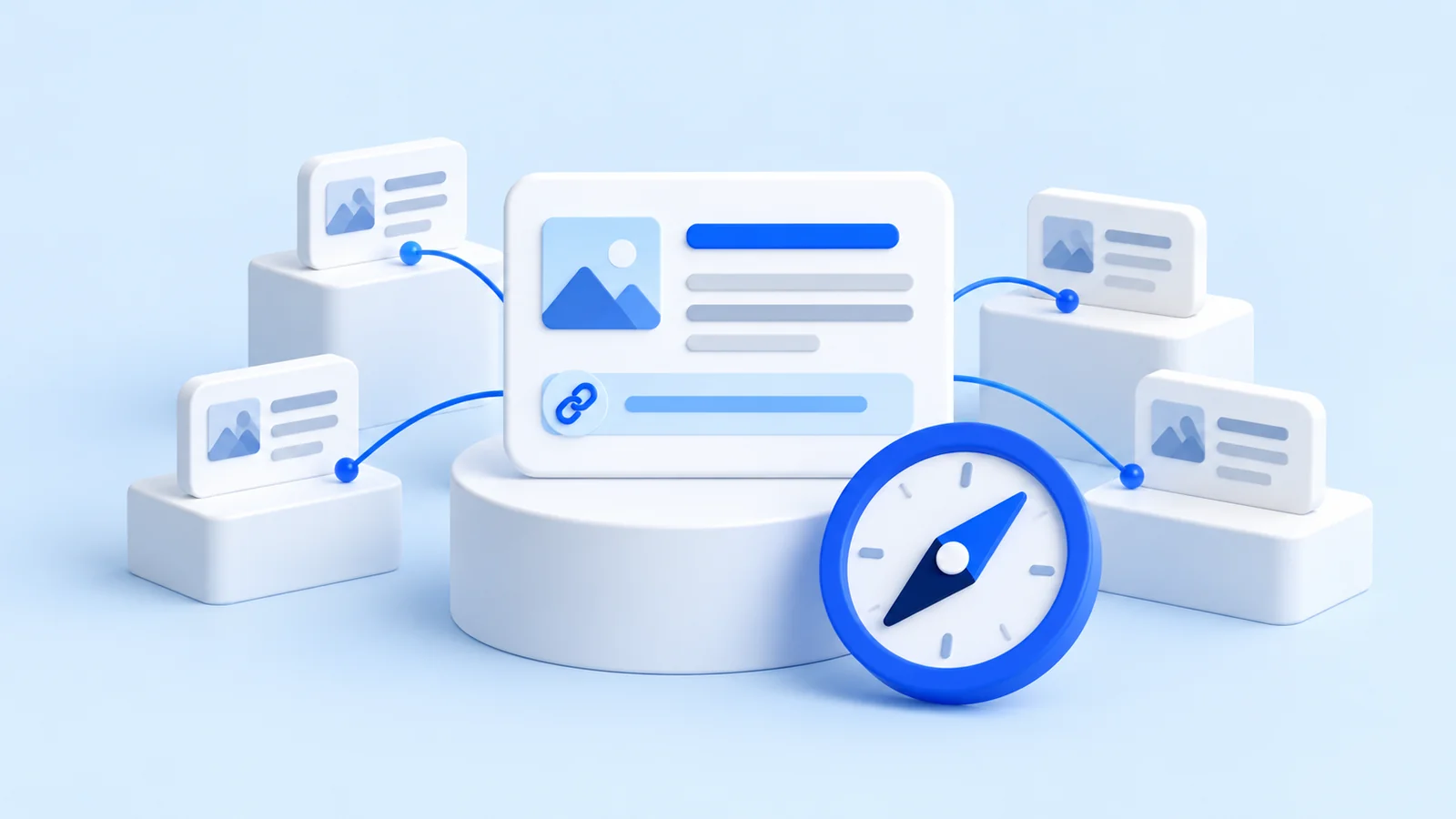 Blue-and-white editorial illustration for a ZeroRank AI search resource
